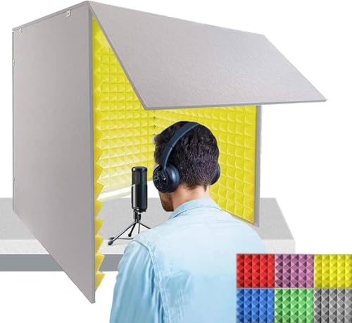 Portable Soundproof Recording Booth, Foldable Desktop Acoustic Cover, Dense Foam Insulation for Home Office & Studio, Green 60x60 cm – Ideal for Professional Sound Quality