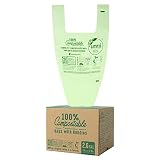 UNNI Compostable Bags with Handles, 2.6 Gallon, 9.84 Liter, 50 Count, 0.68 Mil, Samll Kitchen Food S