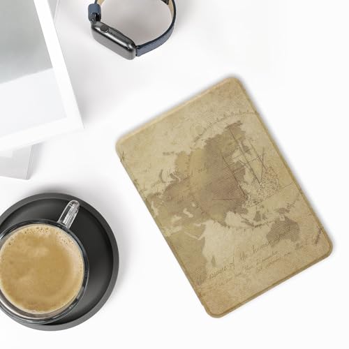 kwmobile Case Compatible with Amazon Kindle (2022/2024) Case - eReader Cover - Travel Vintage Brown/Light Brown by kwmobile - Image 2