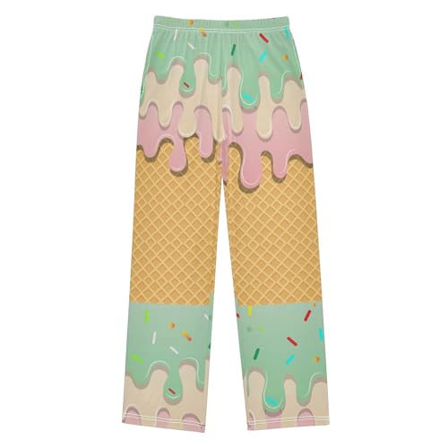 Ice Cream Waffle Boys Pants Boys Athletic Pants Long Pant for Boywith Pockets Wide-Leg Size 6-14Y