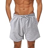 TIFIY Strandshorts für Herren Sport Shorts Lässig Sommer Mode Einfarbig Schnür-Badehose Laufhose Kurze Hose Schwarz, Grau, Grün, Rot