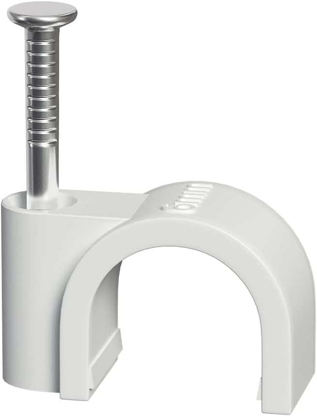 Round Cable Clips 6mm White - Pack of 100