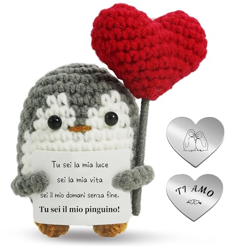 ZIENZENGYA Idee Regalo Donna Compleanno Regalo Uomo, Regali Fidanzato, Positivo Pinguino Peluche, Regali per lei Fidanzata, Romantico per la Coppia San Valentino per lui e lei