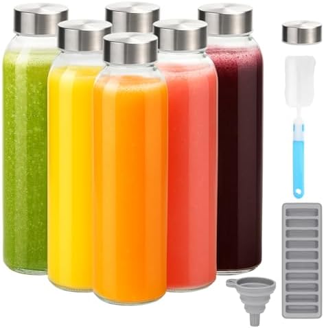 Zukro Glass Juice Bottles with Lids for Juicing 18 oz, Reusable C...