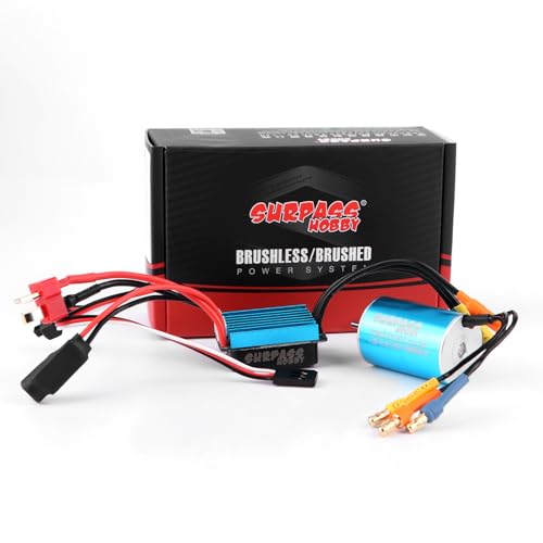 GIXCEL Surpass Hobby 2435 4800KV Brushless Motor and 25A ESC Electric Speed Controller Combo Upgrades for 1/16 1/18 RC Truck LaTrax Teton Desert...