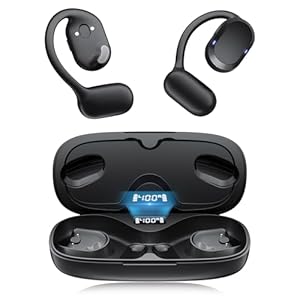 TTQ Open Ear Headphones, Open Ear Earbuds, IPX7 Waterproof, Bluetooth 5.3 True Wireless Sports Over Ear Earbuds with Earhooks, Built-in Mic, Crystal-Clear Calls for Running Workout Cycling Driving