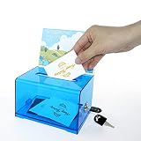 Edlike Donation Ballot Box with Lock - Secure Suggestion Box Perfect for Business Cards (6.25" x 4.5