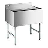 Glownary Underbar Ice Bin with 10 Circuit Cold Plate, Stainless Steel, 21x30 Inch, 65 lb Capacity, Sliding Lid, Bottle Storage