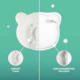 KOALA BABYCARE Babykissen Plagiozephalie, abnehmbar (mit Zwei Kissenbezügen), hilft EIN Plattkopfsyndrom vorzubeugen und zu behandeln. Aus Memory Foam - Weiß