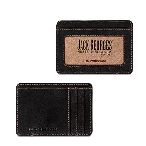 Jack Georges Men's Voyager Slim Wallet The Mitchell in Buffalo Leather #7338 (Black)