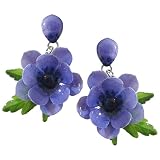 ORECCHINI ANEMONI BLU PERVINCA CON PERNI