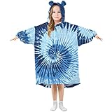 Mnsruu Übergroße Decke für Mädchen, mit Kapuze, Mohnblumen, goldener Weihnachtsbaum, rot, tragbare Decke für Kinder