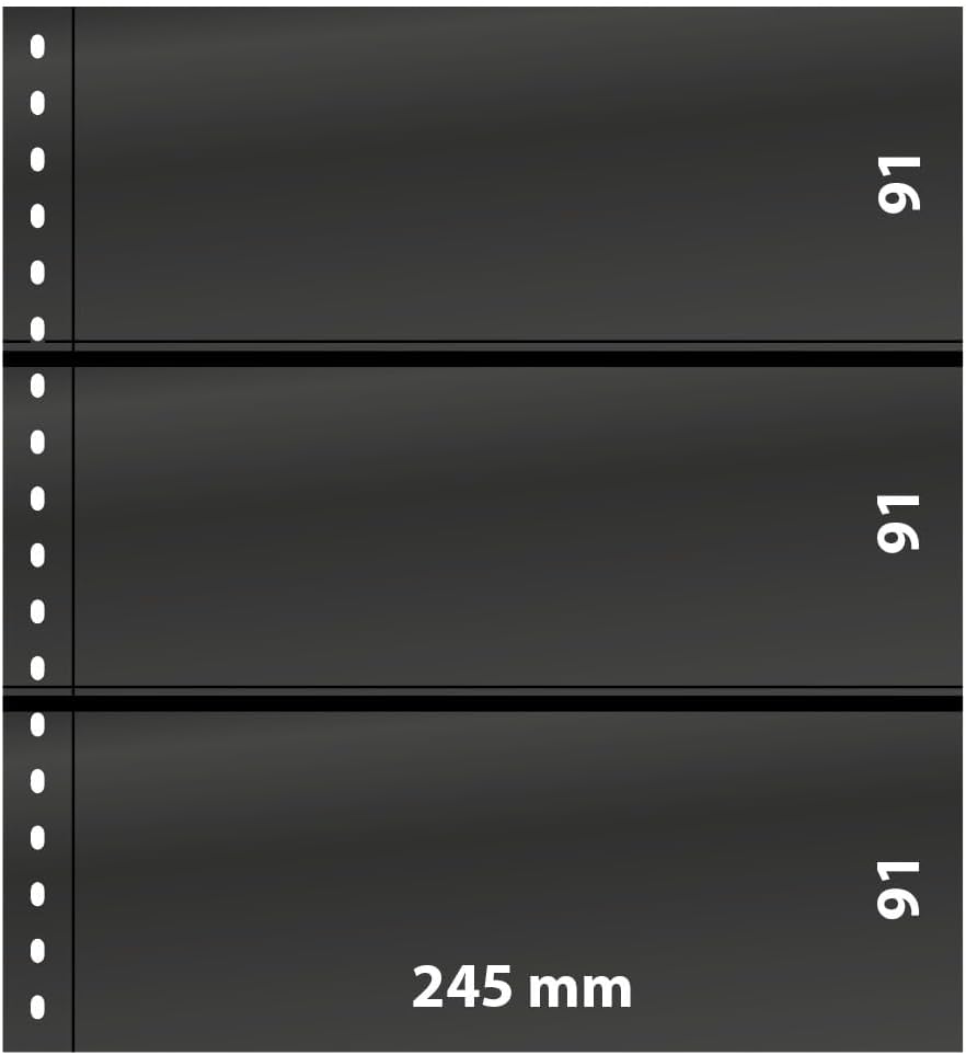 Lindner 03P Stockbook Pages Omnia, Black - Pack of 10