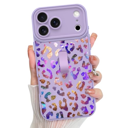 KANGHAR Compatible with iPhone 18 Pro Max Case Iridescent Leopard -Purple