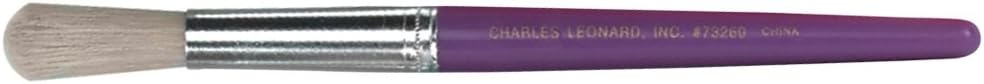 Charles Leonard Creative Arts Flat Tip Paint Brushes, Short Stubby Plastic Handle with Hog Bristle, 7.5 Inch, Colors May Vary, 10-Pack (73290)
