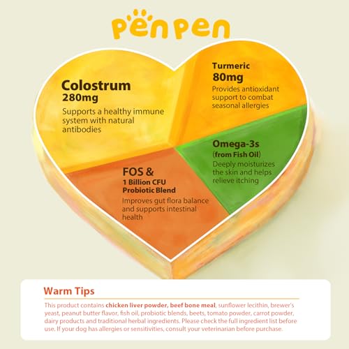 PENPEN Dog Allergy Relief Chews, Dog Itching Skin Relief, Omega 3 for Dogs Itch Supplement, Relieve Seasonal Allergy, Provide Immune Support (Peanut Butter Chews, 180ct) — view 3