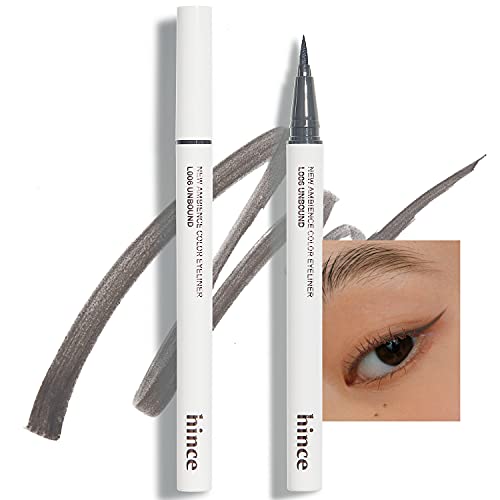 hince Ambience Color Eyeliner 0.6g (UNBOUND) – Deep Gray Color Matte Liquid Pen Eyeliner, Waterproof Smudge-Proof, Slim to Bold Eye Makeup with Flexible Felt Tip, Quick Drying Formula