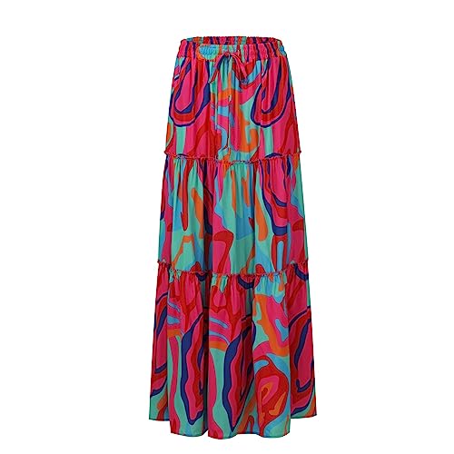 Pleated Maxi Skirts for Women Trendy Tiered Flowy Skirt Drawstring High Waisted Long Skirt A Line Ruffle Skirt2