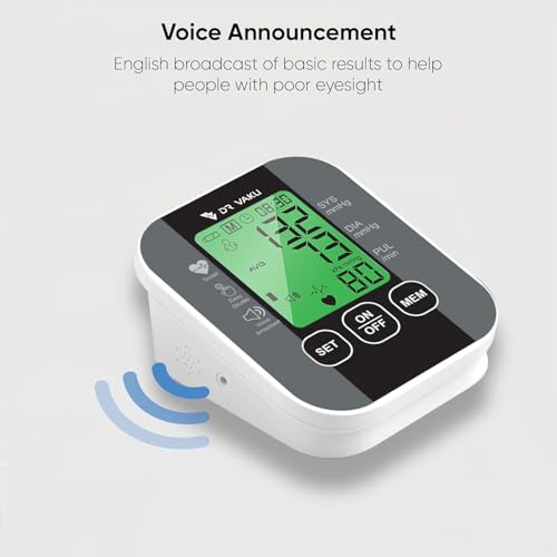 Image of DR VAKU BP Monitor Fully Automatic Blood Pressure Machine to Check Digital Accurate Level for Home Monitoring Device with Talking Function,Large Display + Cuff Kit Best Accurate Apparatus Measurement with 20w PD Adapter- Black