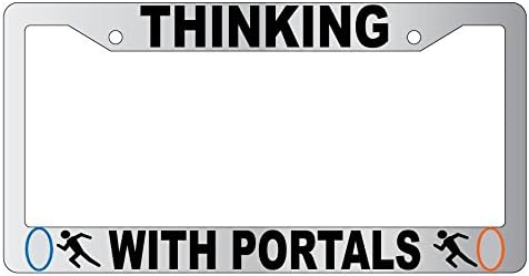 Thinking with Portals Chrome Plastic License Plate Frame Video Game Theme