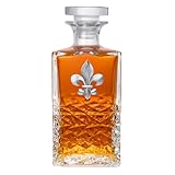 Heritage Pewter Fleur de Lis Heritage Decanter | 25 OZ Liquor Pourer | Expertly Crafted Pewter Glass