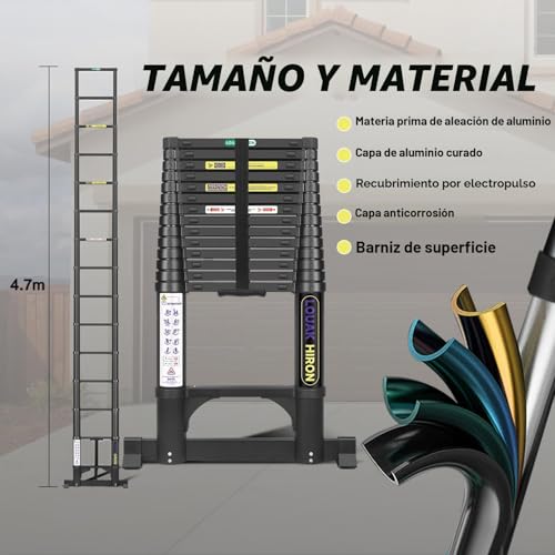 Miniatura 3 de Escalera Telescópica De Aluminio 4,4m Extensible Plegable Antideslizante Multiusos Para El Hogar