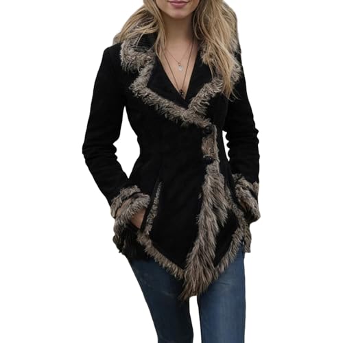 Veste en daim femme contre le froid manteau Sherpa chaud et ajusté