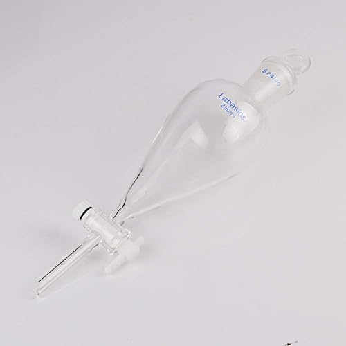 Miniatura 14 de Labasics Embudo separador cónico de vidrio de borosilicato 33.8 fl oz con llave de paso de PTFE, 33.8 fl oz