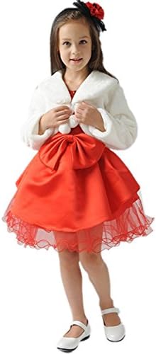 Fankeshi Ivory Faux Fur Flower Girl Bolero Shrug Accessories Princess Cape S