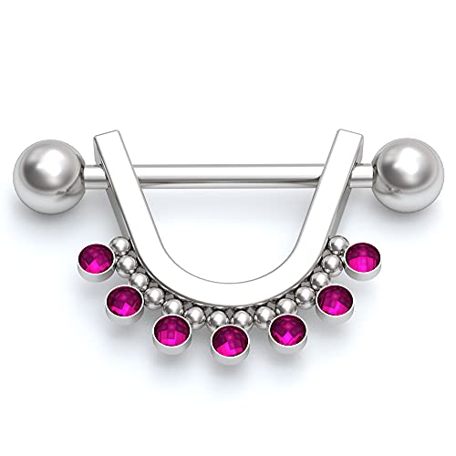 316L Surgical Stainless Steel Nipple Ring - Nipple Shield Piercing with Ruby - Barbell Jewelry - Nipple Barbell 14g - Body Piercing Jewelry