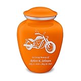 Geturns - Adult Personalized Motorcycle Cremation Urns for Human Ashes I Large Burnt Orange Funeral Urn for Men and Women I 200 lbs