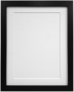FRAMES BY POST 25mm Black Photo Picture Poster Frame with White Mount 12" x 10" For Pic Size 10" x 8"