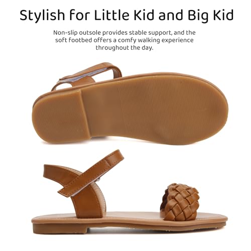 Charmivy Girls Sandals Braided Upper Flat Dress Sandals Round Open Toe Summer Shoes Little Kid/Big Kid - Image 4