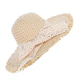 FELTECHELECTR Mini Strohhut Beige mit Spitze Miniatur Stroh Cowboyhut für Puppen DIY Bastel Partydekoration Vielseitiger Hut für Dollhouse Accessoires und Lustige Kostüme