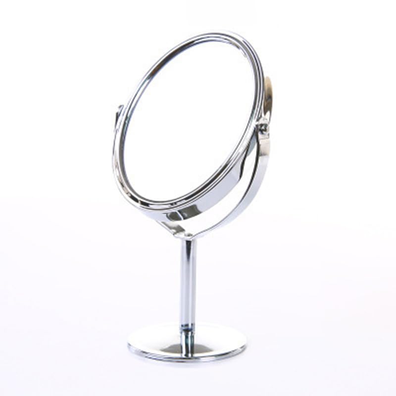 Rotatable Double Sided Desktop Magnifying Makeup Mirror Silver Lightweight Standing Vanity Mirror for Bathroom Dresser Bedroom Countertop Use-image-1