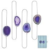 FINGERINSPIRE 4 PCS Agate Notebook Elastic Band Bookmarks - 15.75 Inch Dyed Natural Druzy Agate Slice Handmade Crystal Page Markers for Planners & Journals
