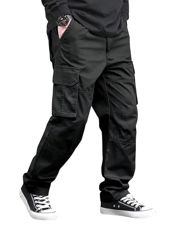 Men Cargo Pants 100% Cotton | Relaxed Fit Utility Cargos for Men with 6 Pockets | Breathable Durable Fabric | Casual Streetwear Travel & Outdoor Pants-picture-54