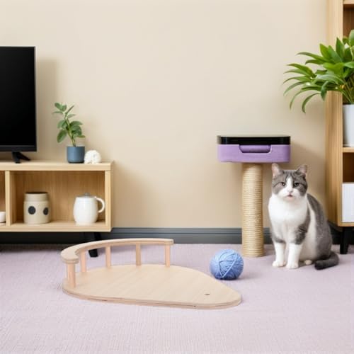 Plataforma de madera SHINEOFI para árbol de gatos con bordes redondeados 8