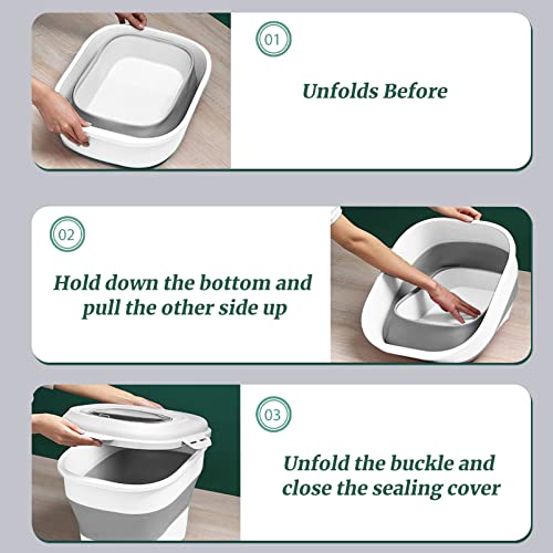 Cereal Rice Food Storage Containers, Collapsible 20 To 50 Lbs Dispenser Bin With Rolling Wheel Airtight Locking Lid, Dog Pet Cat Flour Sugar Plastic Leakproof Sealable Large Kitchen Pantry Holder #TOP2