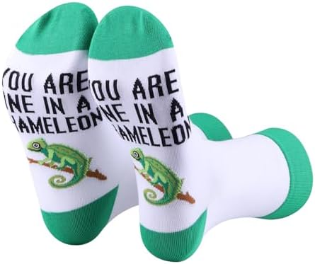 PWHAOO 1 Pair Chameleon Socks You Are One In A Chameleon Socks Chameleon Lover Gift Happy Anniversary Birthday Gift (In A Chameleon Socks)