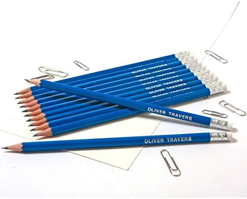 12 HB Hexagonal Graphite Pencils Personalised with Name Premium Quality German Made Pencils (French Navy)
