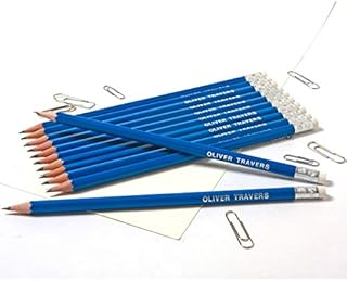 12 HB Hexagonal Graphite Pencils Personalised with Name Premium Quality German Made Pencils (French Navy)