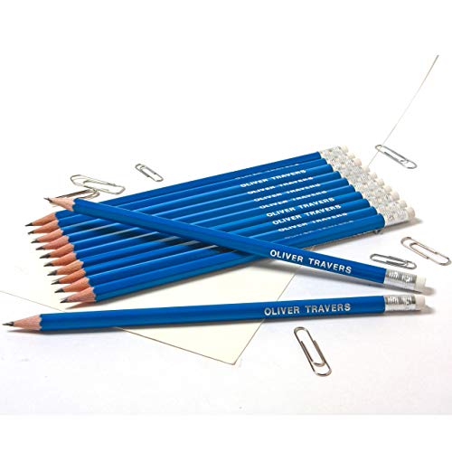 12 HB Hexagonal Graphite Pencils Personalised with Name Premium Quality German Made Pencils (French Navy)