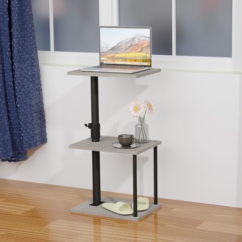 Image of Faesun Swivel Side Table for Couch Arm, Height Adjustable C Table for Recliner or Bed, Tv Trays with Storage Shelf for Small Spaces- Small Nightstand Table for Living Room, Bedroom