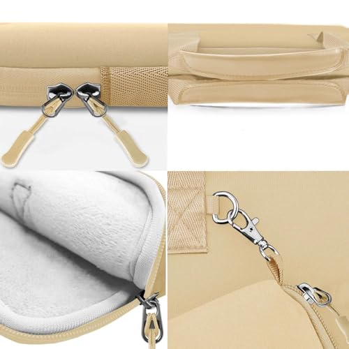 Image of Hseok Laptop Sleeve 13.3-14 inch Case with Small Pouch, Neoprene Computer Bag Compatible with MacBook Pro 14 inch M4 /M3 /M2 /M1 2025-2021, Mac Air /Pro 13.3 inch and Most 13-14 inch Notebooks,Champagne