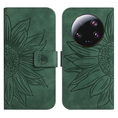 Rfvzubemok Compatible with Xiaomi 13 Ultra 5G Cover,Compatible with Xiaomi 13 Ultra 5G Flip Kickstand Card Slots Magnetic Closure Phone Case Green