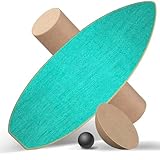 Healfith Balance Board Erwachsene,Gleichgewichtstraining - Balance Board Holz,Oberflächenbehandlung gegen Rutschen inklusive Rolle,inkl. Rolle, Halbkugel und Balance Ball (Ozeangrün)