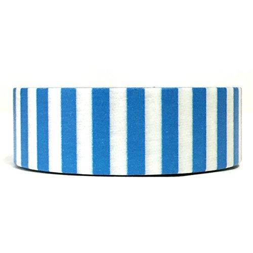 Wrapables Colorful Patterns Washi Masking Tape, Short Stripe Blue