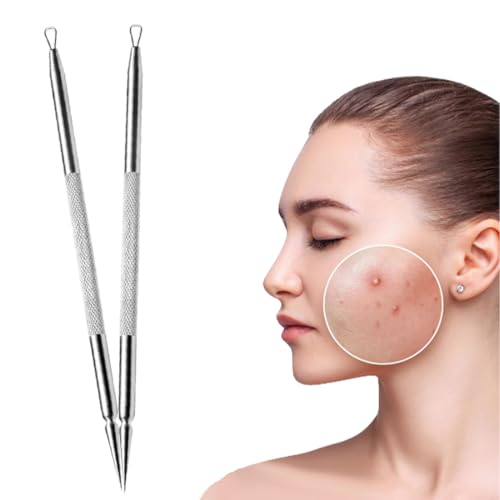 2 Akne Pickel Pinzette Mitesser Entferner, Komedonenquetscher, Mitesserentferner Komedonenquetscher, Blackhead Remover, Akne Mitesserentferner Pickelentferner Werkzeug zum Pickel drücken