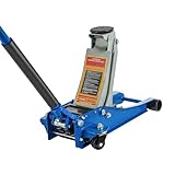 3 Tonne Trolley Jack Hydraulic Car Jack, Low Profile Floor for Car Van, Heavy-Duty Steel Hydraulic Lift with Dual Pump System, Handle Swivel Wheels, High Lift Garage (Blue)